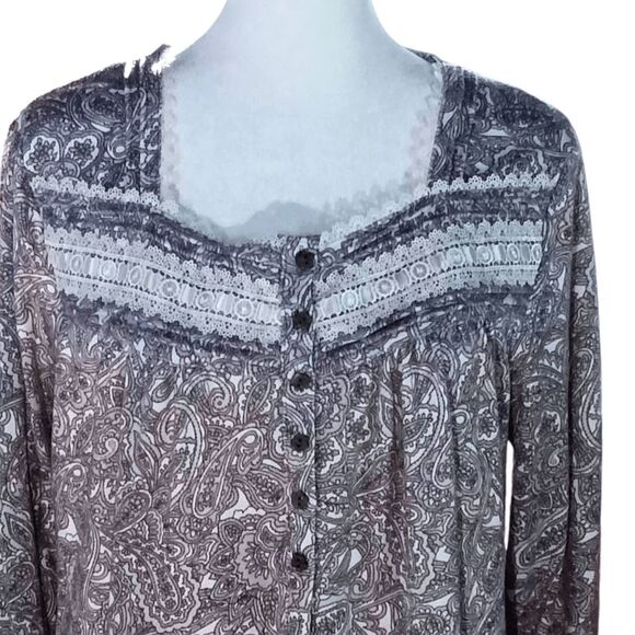 Secret Treasures Pink Gray Paisley Long Nightgown Sz M 8 10 - Picture 3 of 7